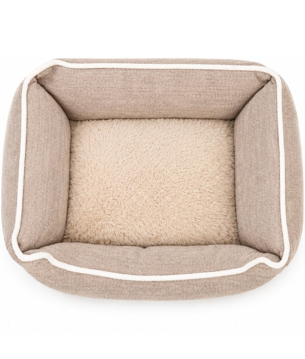 King Queen - Plush Pet Bed, Cozy Raised-Side Comfort Bed, Small Size - 45 x 35 x 18 cm