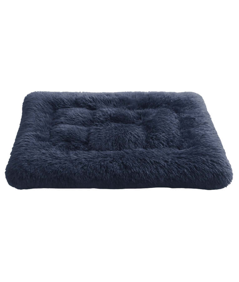 Cuddlove - Plush Crate Mattress for Dogs, Navy Blue Faux Fur, Anti-Slip, Washable - S,M,L