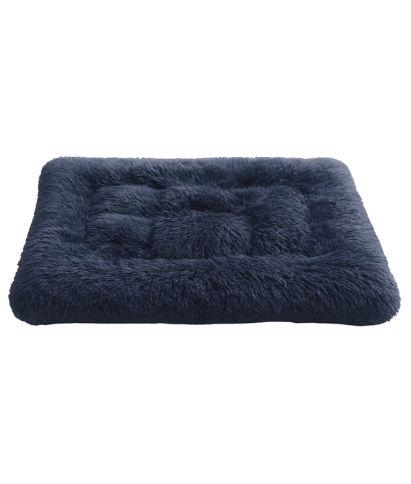 Cuddlove - Plush Crate Mattress for Dogs, Navy Blue Faux Fur, Anti-Slip, Washable - S,M,L