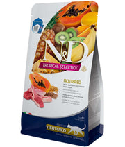 Farmina N&D Tropical Selection dry food for neutered adult cats, premium cat food with lamb, spelt, oats and tropical fruits.