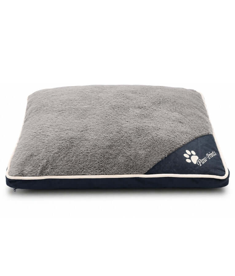 King Queen - Pet Cushion Bed, Removable Washable Cover, Grey & Navy - 65 × 50 × 15 cm