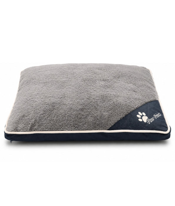 King Queen - Pet Cushion Bed, Removable Washable Cover, Grey & Navy - 65 × 50 × 15 cm