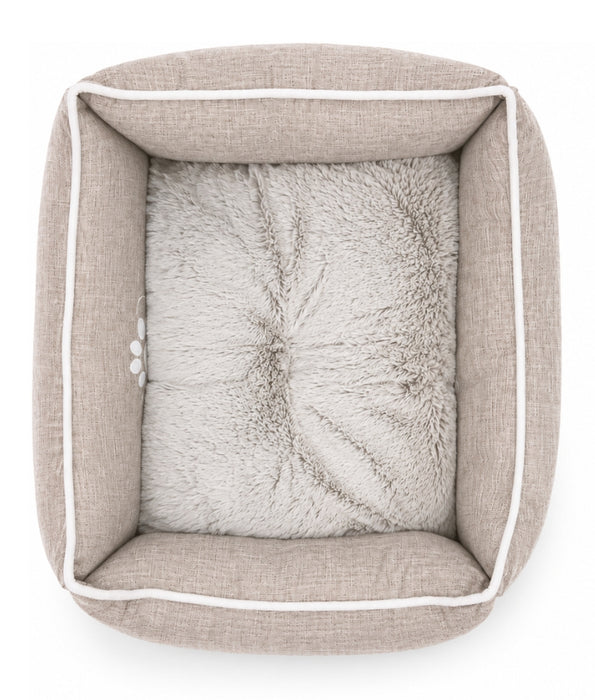 King Queen - Plush Bolster Pet Bed, Soft Cushion, Raised Sides for Comfort - 50 x 45 x 18 cm