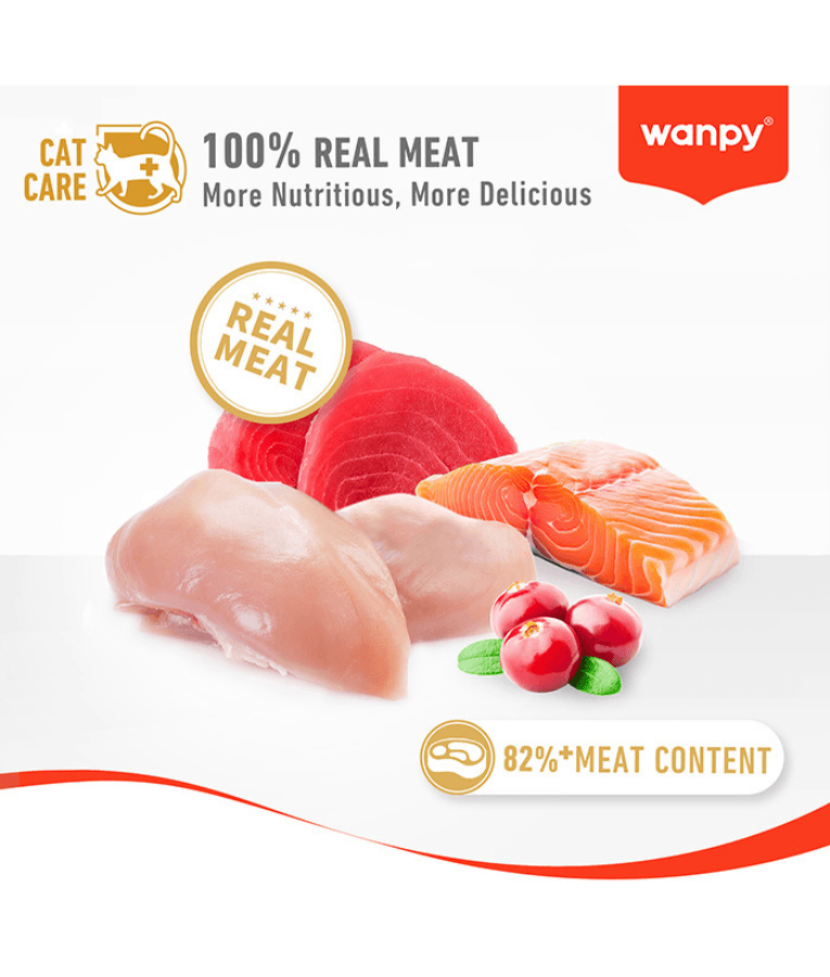 Wanpy - Creamy Lickable Duck & Chicken, Urinary Care Creamy Treat, All Life Stages - 70 g (5 Tubes)