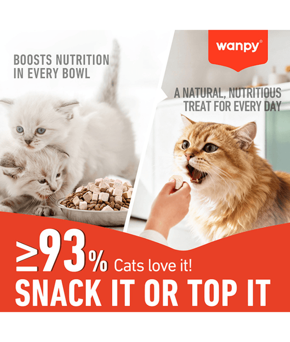 Wanpy - Freeze Dried Chicken Bites, Cat Treats, 100% Chicken, High Protein, All Life Stages - 20 g