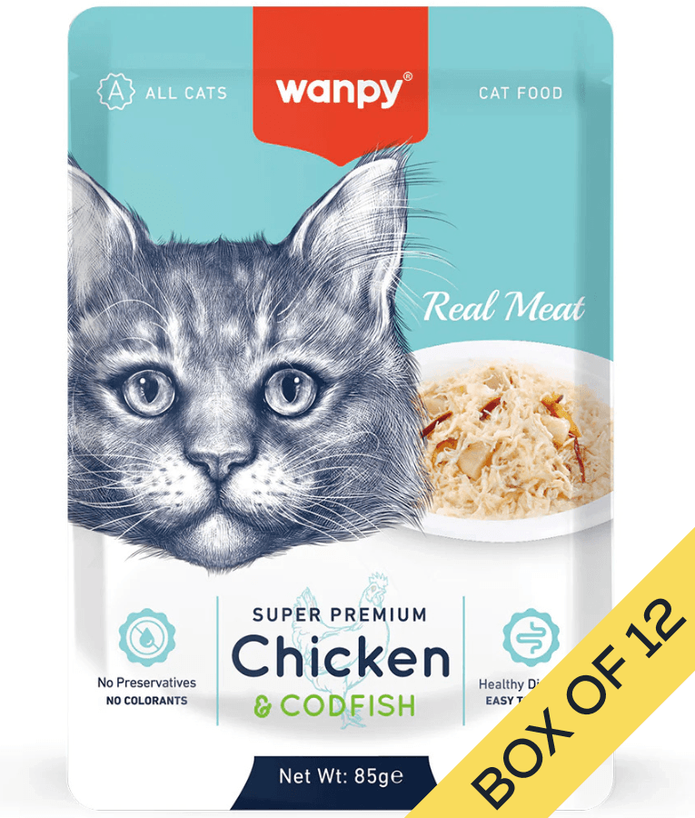 Wanpy - Chicken & Cod Fish Fillet, Wet Cat Food, Easy Digestion, All Life Stages - 85 g