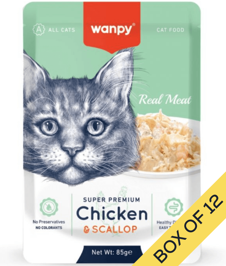 Wanpy - Pouch Chicken & Scallop Fillet, Real Meat, Easy Digestion, All Life Stages - 85 g