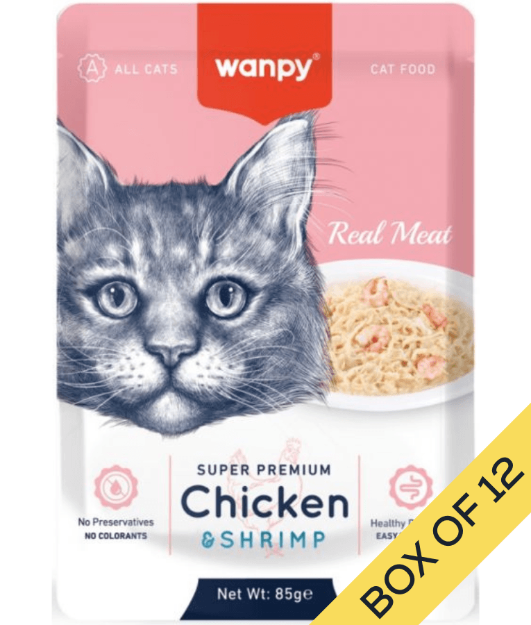 Wanpy - Pouch Chicken & Shrimp Fillet, Real Meat, Easy Digestion, All Life Stages - 85 g