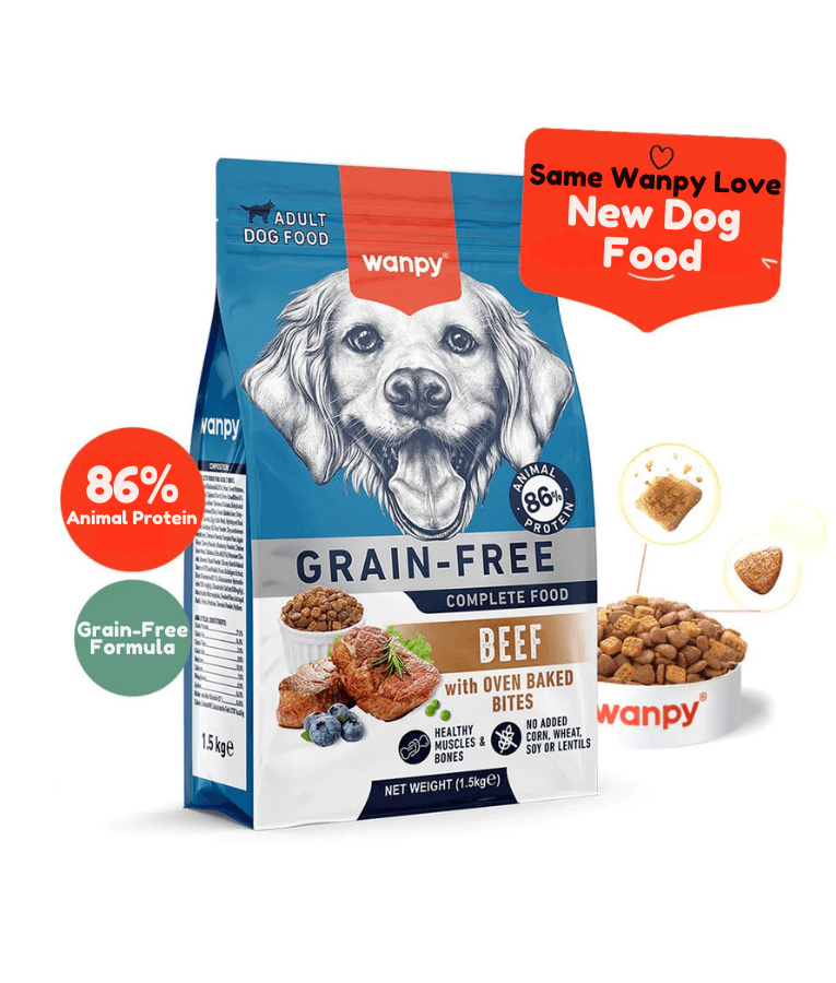 Wanpy – Grain-Free Beef Adult Dry Dog Food, High Animal Protein, Hypoallergenic, Small & Medium Breed Sizes Adult Dog Food - 1.5 kg - 12 kg