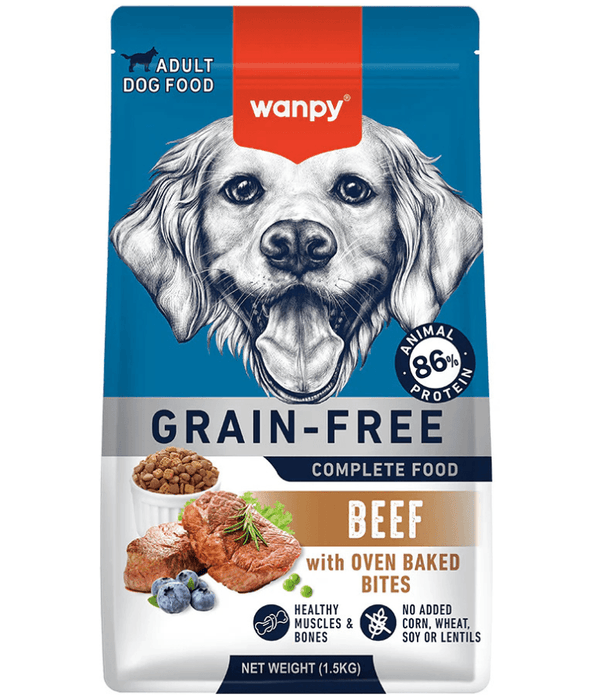 Wanpy – Grain-Free Beef Adult Dry Dog Food, High Animal Protein, Hypoallergenic, All Breed Sizes Adult Dog Food - 1.5 kg - 12 kg