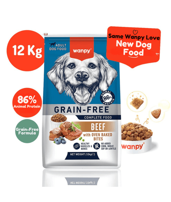 Wanpy – Grain-Free Beef Adult Dry Dog Food, High Animal Protein, Hypoallergenic, All Breed Sizes Adult Dog Food - 1.5 kg - 12 kg