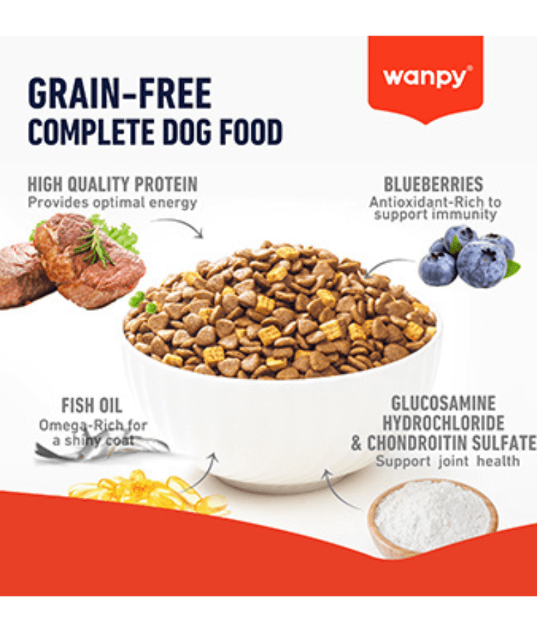 Wanpy – Grain-Free Beef Adult Dry Dog Food, High Animal Protein, Hypoallergenic, Small & Medium Breed Sizes Adult Dog Food - 1.5 kg - 12 kg