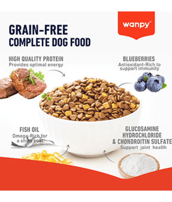 Wanpy – Grain-Free Beef Adult Dry Dog Food, High Animal Protein, Hypoallergenic, All Breed Sizes Adult Dog Food - 1.5 kg - 12 kg