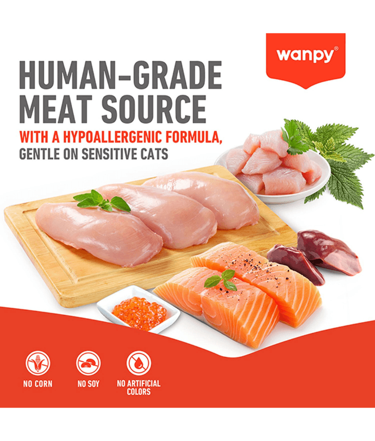 Wanpy - Crunchy Pockets Salmon & Roe Recipe, Cat Treat, Salmon & Fish Roe, Double Texture Treat, All Life Stages - 60 g