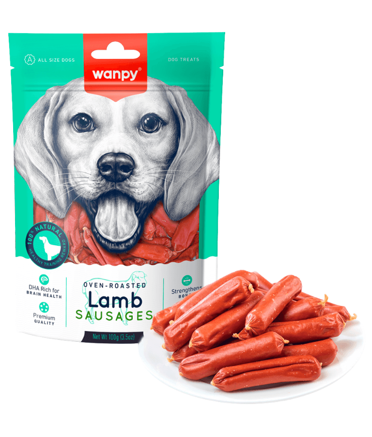 Wanpy - Lamb Sausages, lamb and chicken protein, oven-roasted treat, All Life Stages, All Breed Sizes - 100 g