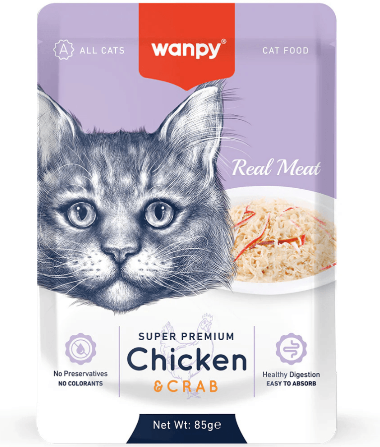 Wanpy - Chicken & Crab Fillet, Wet Cat Food, Easy Digestion, All Life Stages - 85g
