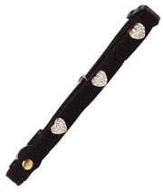 Pawise – Cat Collar Diamond Heart – Black Velvet with Safety Clip & Bell (26–30 cm)