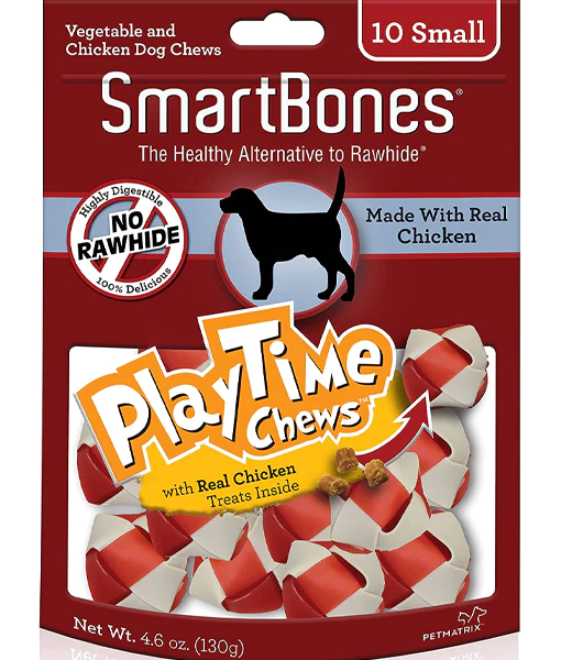 Smartbones Playtime Chews With Real Chicken Inside Small 10 Pack Rawhide Free Dog Chews