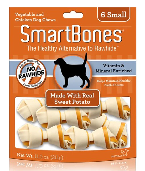 SmartBones Small Sweet Potato Dog Chews, Rawhide-Free 6 Pk Smart Bones