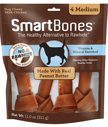Smart Bones Smartbones Vegetables & Chicken Chews With Peanut Butter Medium - 4 Pieces