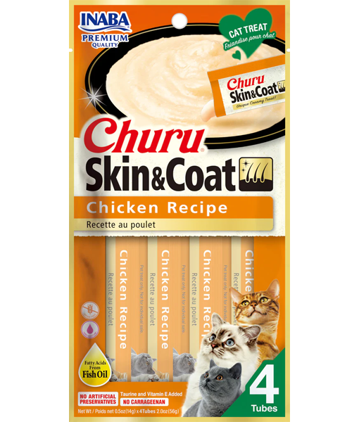 Inaba - Churu Chicken Recipe Skin & Coat 4 Tubes 56g Inaba