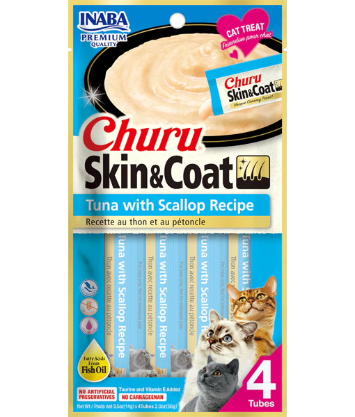 Inaba - Churu Tuna With Scallop Recipe Skin & Coat 4 Tubes 56g