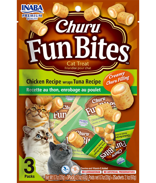 Inaba - Churu Fun Bites Chicken Recipe Wraps Tuna Recipe 3 Packs 60g Inaba