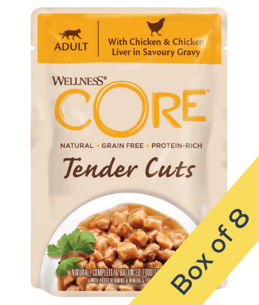 Wellness Wellness CORE Tender Cuts Chicken & Chicken Liver in Savory Gravy 85g