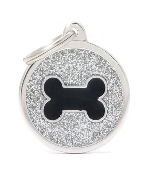 ID Tag - White Circle Black Bone