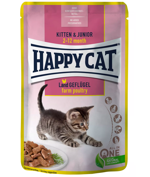 Happy Cat - Kitten & Junior Farm Poultry 85g Happy Cat