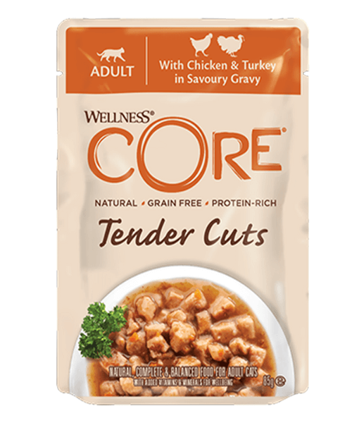 Wellness CORE Tender Cuts Chicken & Turkey in Savory Gravy 85g