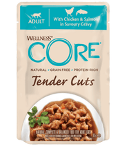 Wellness CORE Tender Cuts Chicken & Salmon in Savory Gravy 85g