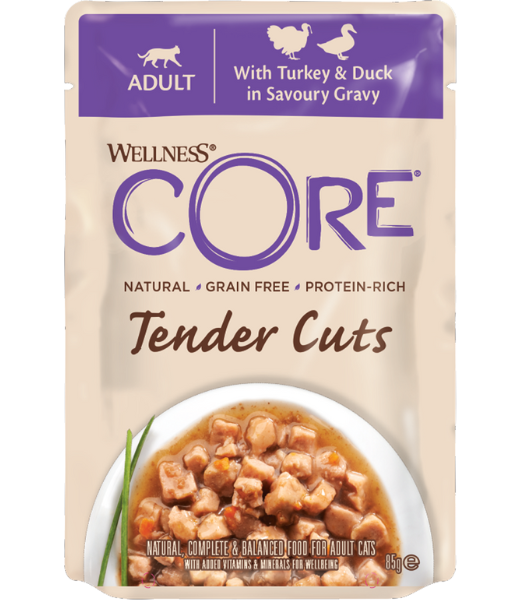 Wellness CORE Tender Cuts Turkey & Duck in Savory Gravy 85g Wellness