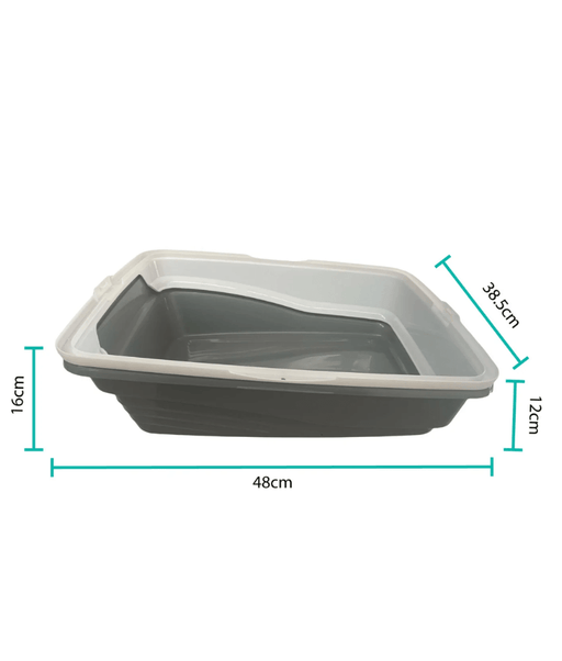 Pawise - Grey Cat Litter Tray 48 (L) x 38.5 (W) x 12 (H)