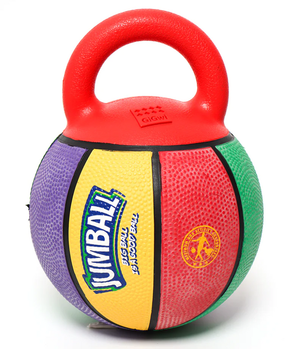 Gigwi Jumball Basketball With Rubber Handle Multi Colour Small 19.5 x 24 x 19.5 cm