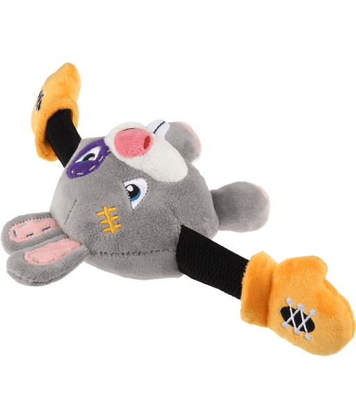 GiGwi Rock Zoo King Boxer Rabbit With Squeaker & Crinkle Paper Plush/Bungee Arm GiGwi