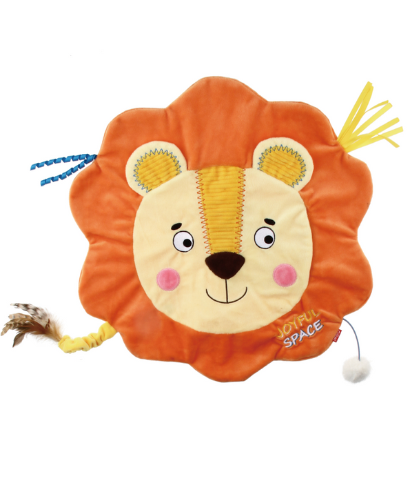 GiGwi Joyful Space Cat Play Mat Lion With Crinkle Paper & a bag of  catnip Plush/Feather/Crimp Band