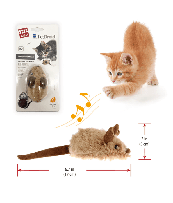 GiGwi Ineractive Mouse  Pet Droid Brown motion activated