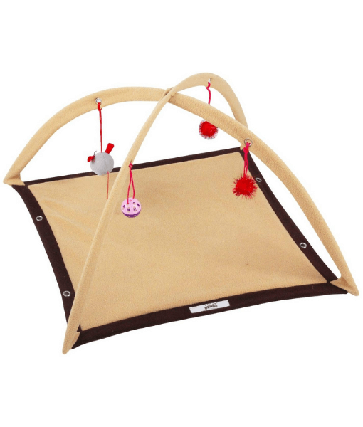 Pawise Cat Play Mat – Interactive Play Arch with Dangling Toys & Fleece Base 53 x 53 x 35 cm