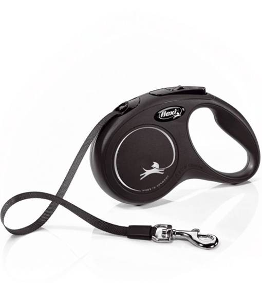 Flexi Classic Tape Dog Lead Retractable Leash 5m Black Flexi