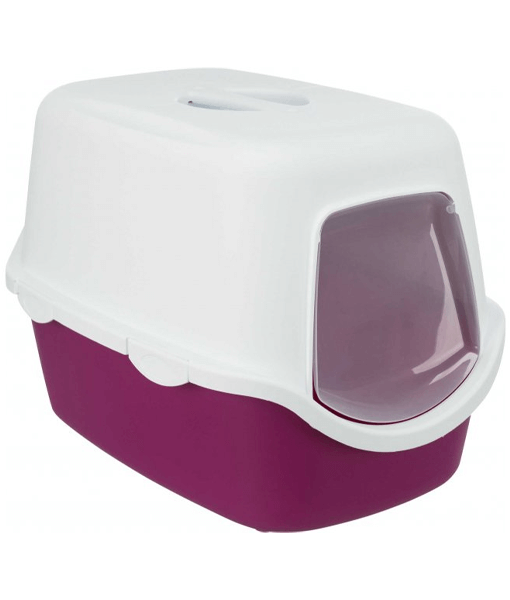 TRIXIE Cat litter Box Vico 40 × 40 × 56 cm, Berry & White Trixie