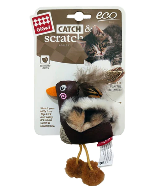 GiGwi Duck Catch & Scratch Eco line with Slivervine Leaves and Leatherette (NF) GiGwi