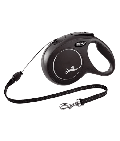 Flexi Classic Cord Dog Lead Retractable Leash 5m Black