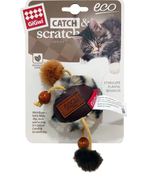 GiGwi Ball Catch & Scratch Eco line with Slivervine Leaves and Leatherette (N-pets) GiGwi