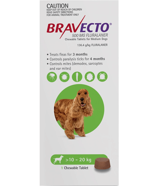 Bravecto Chewable Tablets - Medium Dog (10 - 20kg)