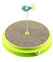 Pawise 3-in-1 Cat Play Center – Scratch Pad, Ball Track & Feather Toy 35x35x7.5 cm
