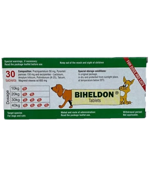 Biheldon Tablets Dog Cat Wormer Broad Spectrum(SOLD PER TABLET) Biheldon