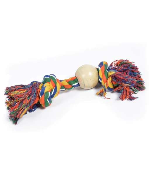 Duvo Tug Toy Knotted Rope & Rubber Ball 38cm