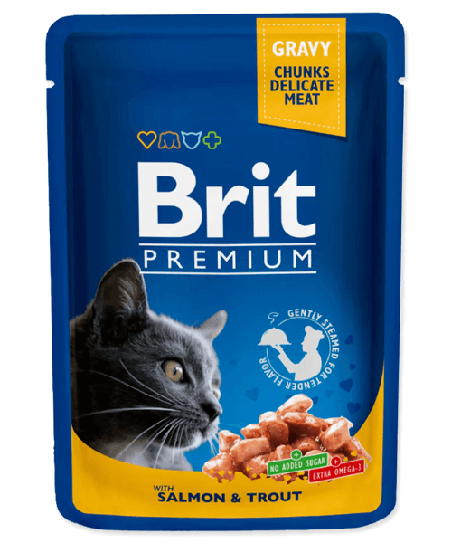 Brit Premium Cat Pouches with Salmon & Trout 85g Brit Premium