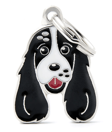 my family ID Tag - Black & White Cocker Spaniel